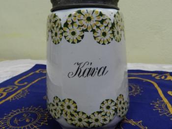 Keramická dóza na kávu s plechovým víčkem Keramická dóza na kávu s plechovým víčkem