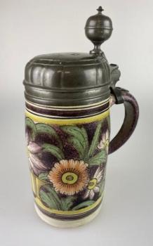 Keramický korbel s cínovým víčkem P1   Keramický korbel s cínovým víčkem P1