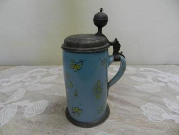 Barokní kameninový korbel s poklopem, fajáns Barokní kameninový korbel s poklopem, fajáns