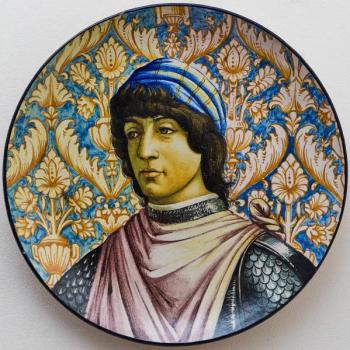 Obří italský talíř s portrétem podle Botticelliho Obří italský talíř s portrétem podle Botticelliho